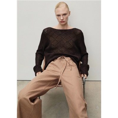 Jeans wideleg rayas tiro bajo cinturón