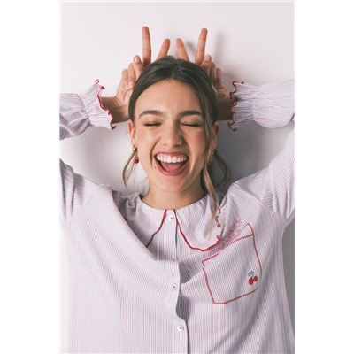 Pijama largo algodón cuello bobo