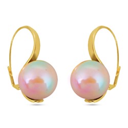 Серьги (Майорка 16мм нежный персик; покрытие золото), Есть комплект