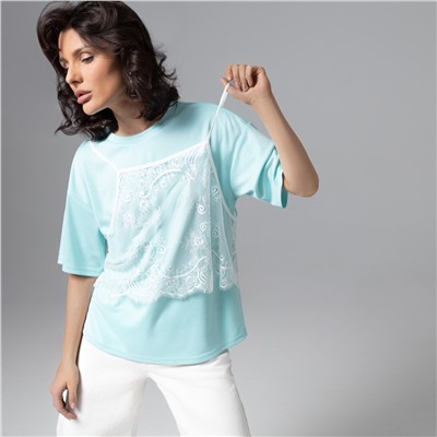 Футболка оверсайз, Модный тандем (мятный 2 в 1)