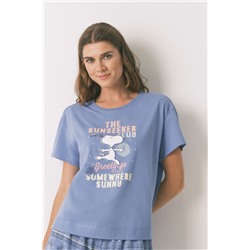 Pijama corto algodón azul Snoopy