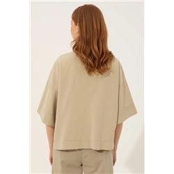 Kadın Taş Keten Görünümlü Uzun Kollu Gömlek