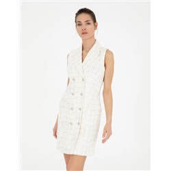 Ekru Slim Fit Tüvit Elbise