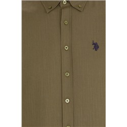 Erkek Koyu Haki Kısa Kollu Gömlek