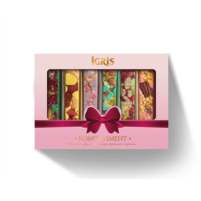 "Комплимент" Шоколад с сублимированными фруктами и орехами (pink)    215 грамм
