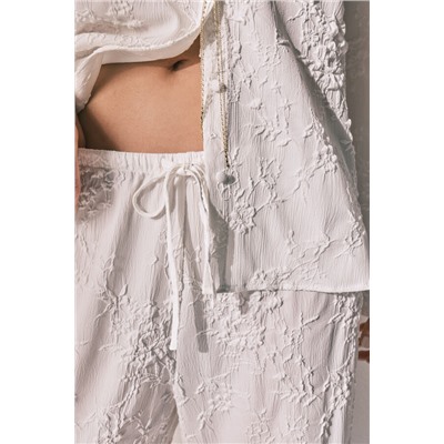 Pijama camisero largo satén blanco