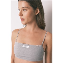 Top recto sin costuras canalé gris