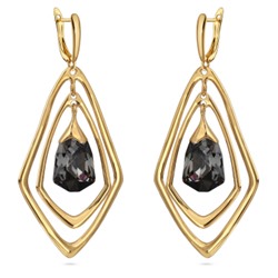 Серьги Румба (кристаллы SW темно-серые; покрытие золото), Есть комплект