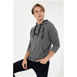 Erkek Antrasit Melanj Kapüşonlu Sweatshirt