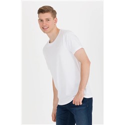 Erkek Beyaz Basic Bisiklet Yaka Tişört
