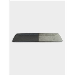 Блюдо, 34,5х19,5 см, фарфор P, черно-серое, в крапинку, прямоугольное, Umi