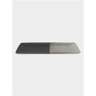 Блюдо, 34,5х19,5 см, фарфор P, черно-серое, в крапинку, прямоугольное, Umi