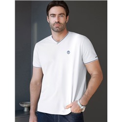 Футболка с V-вырезом из премиального хлопка с эластаном