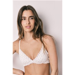 Sujetador triangular algodón blanco corazones NATURAL