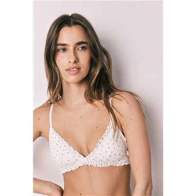 Sujetador triangular algodón blanco corazones NATURAL