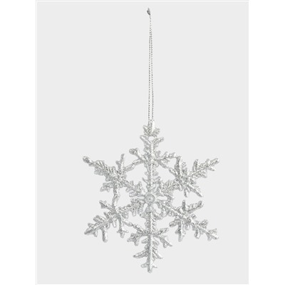 Игрушка елочная, 8 см, пластик, серебристая, Снежинка, Event