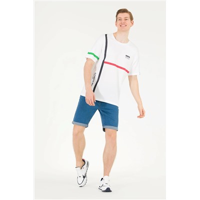 Erkek Beyaz Comfort Bisiklet Yaka Tişört