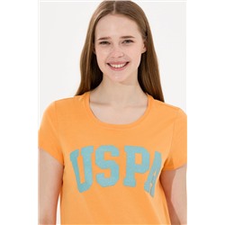 Kadın Turuncu Bisiklet Yaka Tişört