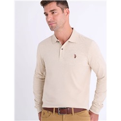 LONG SLEEVE PEACHED JERSEY POLO SHIRT