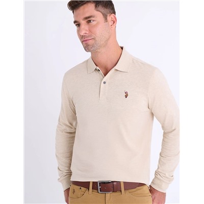 LONG SLEEVE PEACHED JERSEY POLO SHIRT