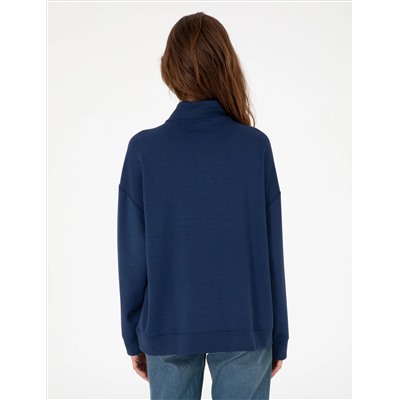 Lacivert Regular Fit Modal Kumaş Sweatshirt