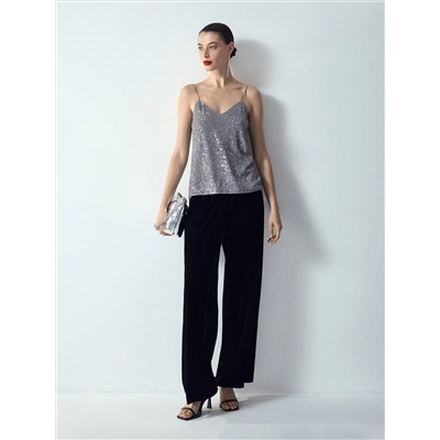 Топ с пайетками на бретелях, B3107/heels