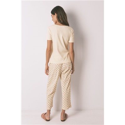 Pijama Capri algodón estampado flores amarillo
