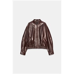 LEATHER EFFECT BOMBER JACKET