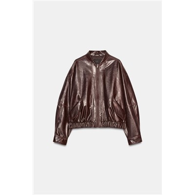 LEATHER EFFECT BOMBER JACKET