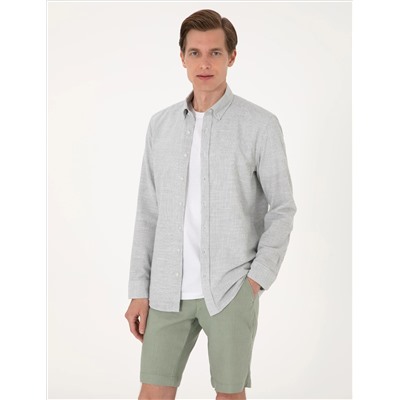 Yeşil Slim Fit Uzun Kollu Gömlek