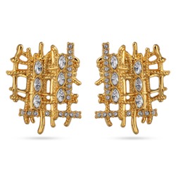 Серьги Ажур (кристаллы SW белые; покрытие золото), Есть комплект