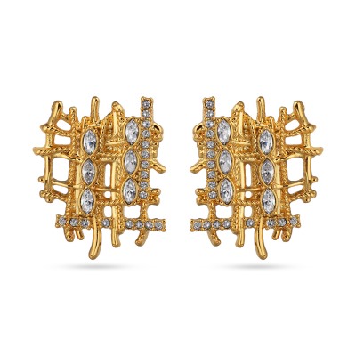 Серьги Ажур (кристаллы SW белые; покрытие золото), Есть комплект