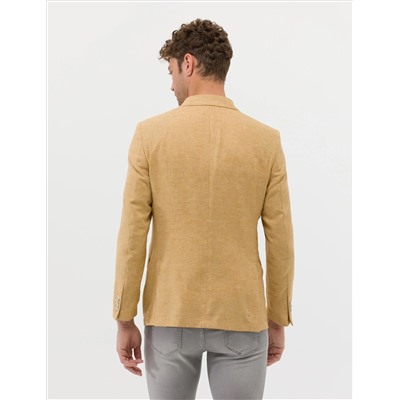 Sarı Ekstra Slim Fit Keten Karışımlı Blazer Ceket