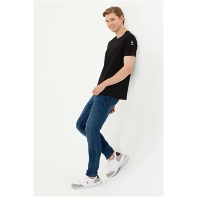 Erkek Siyah Basic Bisiklet Yaka Tişört