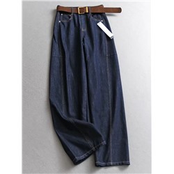 Женский джинсовый костюм  Куртка и джинсы с ремнем