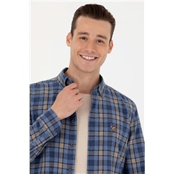 Erkek Mavi Uzun Kollu Gömlek