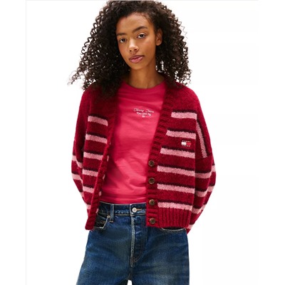Tommy Jeans Women's Striped Button-Front Long-Sleeve Cardigan