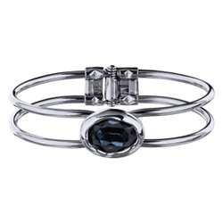 Браслет Грация (кристаллы SW 18х13 темно-синие; покрытие родий), Есть комплект