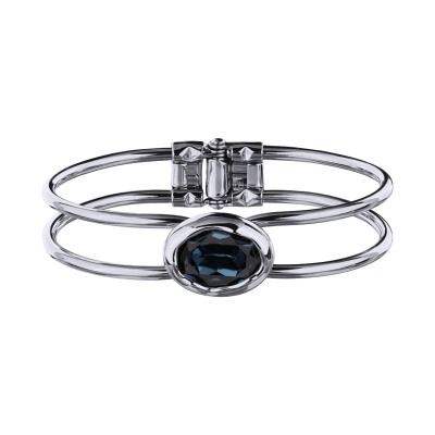 Браслет Грация (кристаллы SW 18х13 темно-синие; покрытие родий), Есть комплект