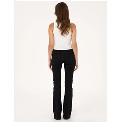 Siyah Skinny Flare Fit Jean Pantolon
