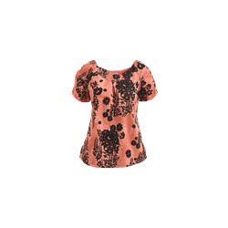 Koi Scrubs Faux Lace Print Top