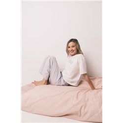 Pijama largo 100% algodón azul estampado rayas