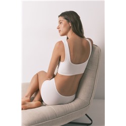 Top sin costuras canalé blanco