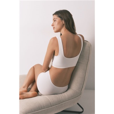 Top sin costuras canalé blanco