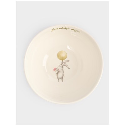 Набор посуды, детский, 1 перс, 3 пр, фарфор N, белый, Мишка и зайчик, Friendship