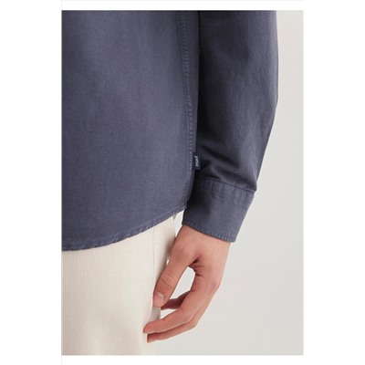 Mavi Keten Karışımlı Tencel Gömlek Regular Fit / Normal Kesim 0211377-82183