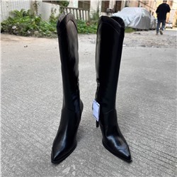 Демисезонные сапоги Bershk*a в ковбойском стиле на высоком каблуке с острым носком. Экспорт