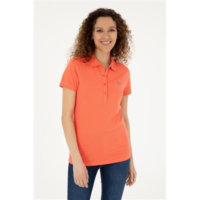 Kadın Nar Çiçeği Basic Polo Yaka Tişört