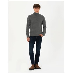 Gri Melanj Slim Fit Kazak