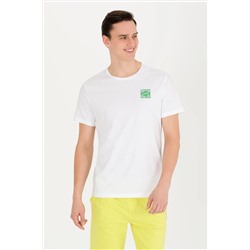 Erkek Beyaz Bisiklet Yaka Tişört